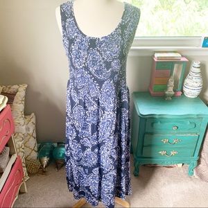 Navy Paisley Midi Dress
